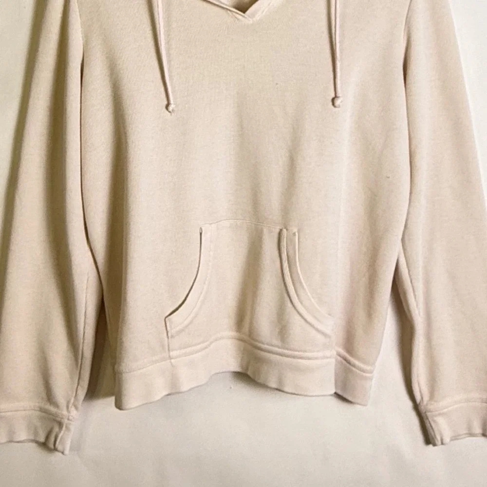 Sonoma Life Style Women White w/ pink hue Ribbed lightweight Hoodie V-Neck Sz-M - Picture 2 of 10